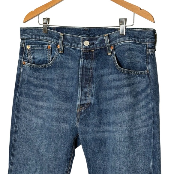 Levis 501 ST Big E Premium Denim Jeans Mens 38x32 Slim Taper Selvedge Button Fly - Picture 2 of 16